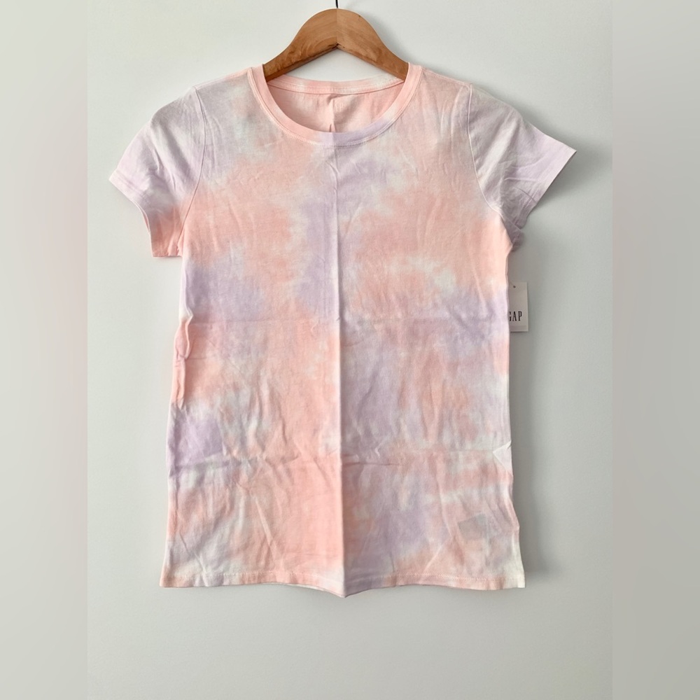 🌟PRICE DROP🌟 NWT! GAP peach + purple crew neck TIE-DYE TSHIRT Size XS Petite